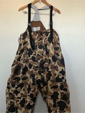Columbia Brown and Black Camo Men's Bib Overalls Outdoor Hunting